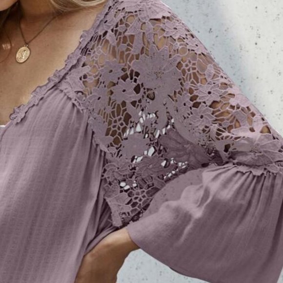 Classic Floral Embroidered Crochet Lace Button Dow - Picture 4 of 4